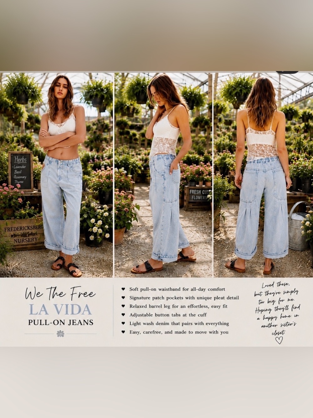 (( SOLD OUT )) We The Free La Vida Pull-On Jeans Sz Medium Short